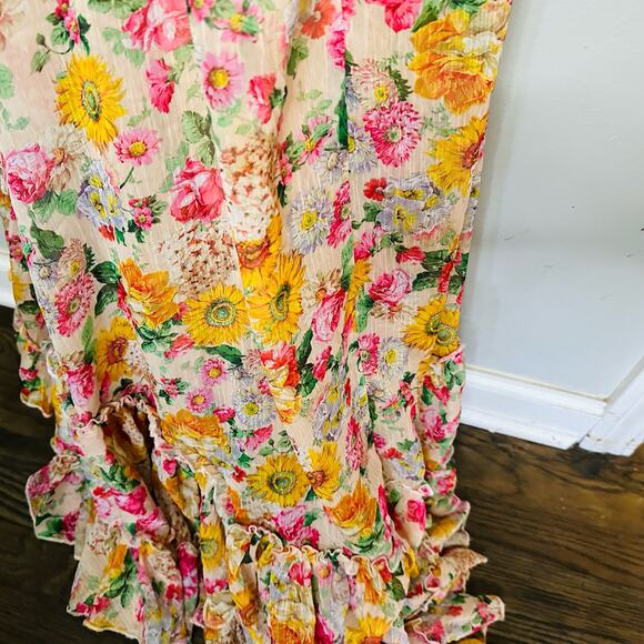 Mac Duggal 9174 Long Formal Multicolored Floral Print Chiffon Gown Dress Size 10 - Picture 9 of 16